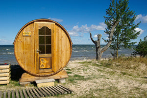 Outdoor Oak Barrel Dry Sauna | 4 Person